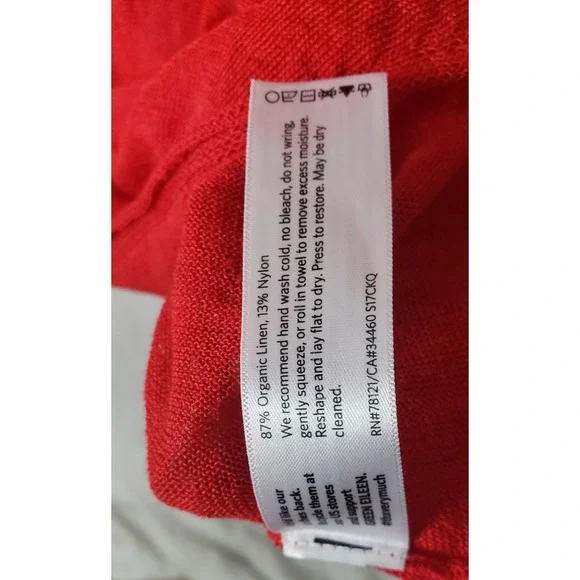 Eileen Fisher Red Organic Linen Blend Sheer Knit M Tunic Top Valentine's Day - Picture 5 of 8